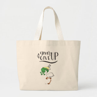 Kikkervogel nooit opgeven grote tote bag