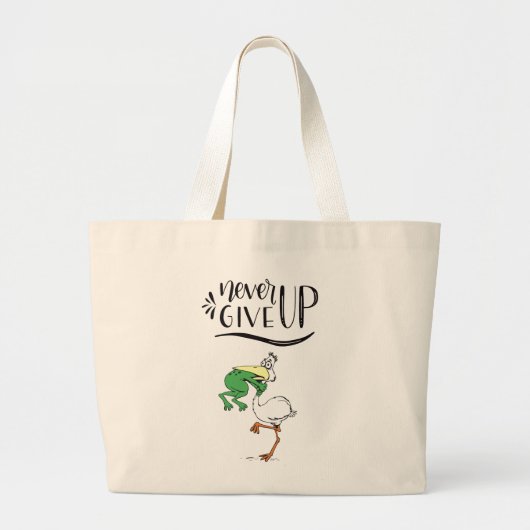 Kikkervogel nooit opgeven grote tote bag (Voorkant)