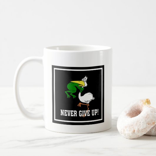 Kikkervogel nooit opgeven koffiemok (Met donut)