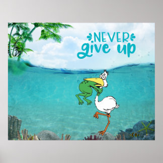 Kikkervogel nooit opgeven poster