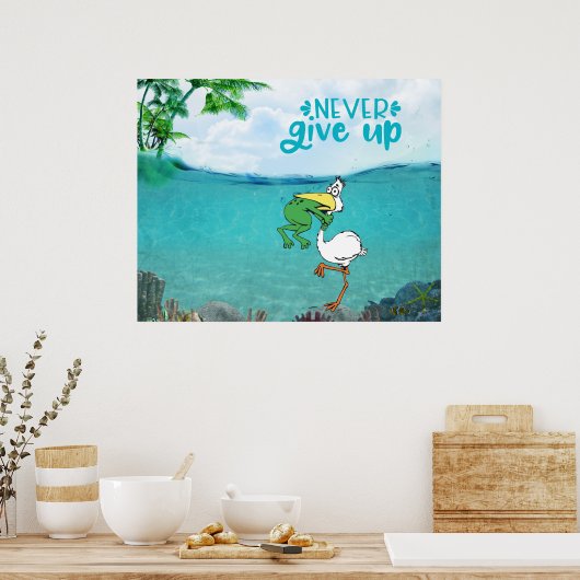 Kikkervogel nooit opgeven poster (Keuken)