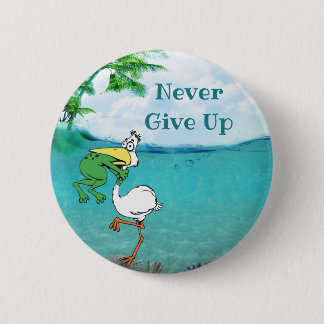 Kikkervogel nooit opgeven ronde button 5,7 cm
