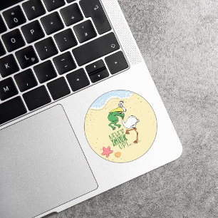 Kikkervogel nooit opgeven ronde sticker