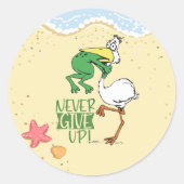 Kikkervogel nooit opgeven ronde sticker (Voorkant)