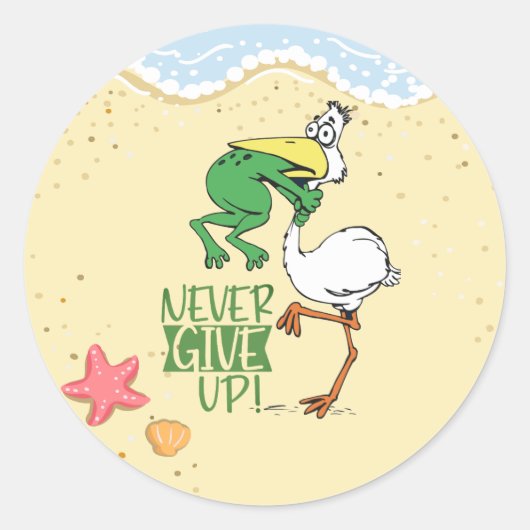 Kikkervogel nooit opgeven ronde sticker (Voorkant)