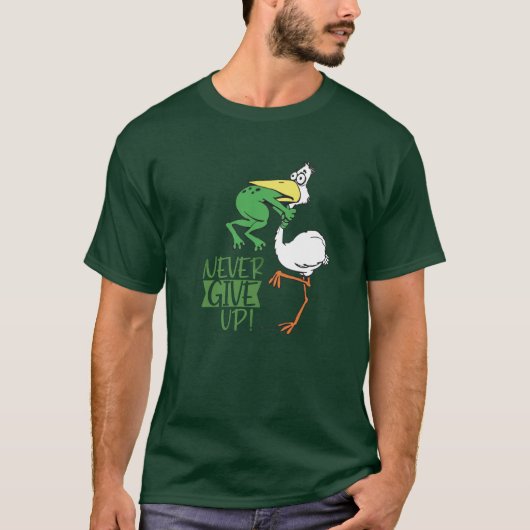 Kikkervogel nooit opgeven t-shirt (Voorkant)