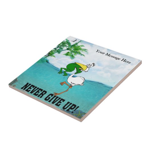 Kikkervogel nooit opgeven tegeltje (Zijkant)