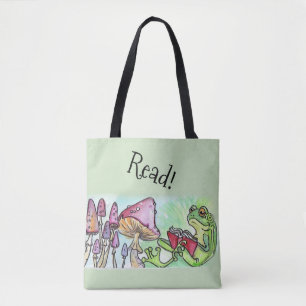 Kikkervoorlezing in het winkelboek tote bag