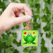Kikkervoost Kroon en Hartjes Groen Sleutelhanger (Hand)