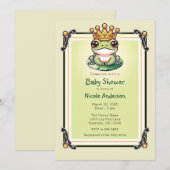 Kikkervorst met gouden kroon babyshower uitnodigin kaart (Voorkant / Achterkant)