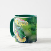 Kikkervrienden genieten van de regen onder een blo mok (Voorkant links)