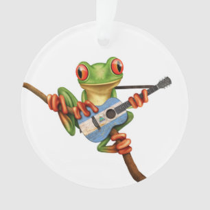 Kikkikker die Nicaraguan Flag Guitar White speelt Ornament