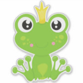 Kikkikker, groene kikker, kikkerprins, kroonkroon sticker (Voorkant)