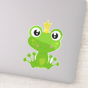 Kikkikker, groene kikker, kikkerprins, kroonkroon sticker