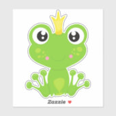 Kikkikker, groene kikker, kikkerprins, kroonkroon sticker (Vel)