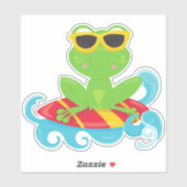 Kikkikker, groene kikker, kleine kikker, surfbord sticker (Vel)