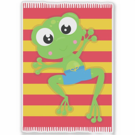 Kikkikker, kikker, groene kikker, keukenhanddoek sticker (Voorkant)