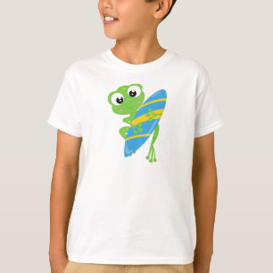 Kikkikker, kikker, groene kikker, surfbord t-shirt