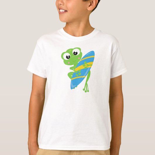 Kikkikker, kikker, groene kikker, surfbord t-shirt (Voorkant)