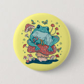 Kikkikker met katjes op paddenstoel ronde button 5,7 cm (Voorkant)