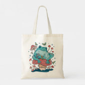 Kikkikker met katjes op paddenstoel tote bag (Achterkant)