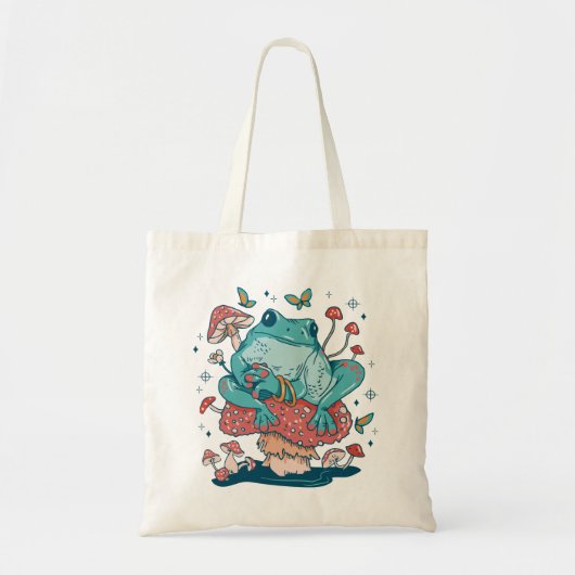 Kikkikker met katjes op paddenstoel tote bag (Voorkant)