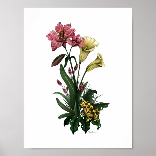 Kikkikker tussen de botanische flora van de Lilies Poster (Voorkant)