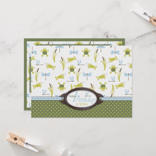 Kikkikker voor ribbit Birthday Kaart (Voorkant / Achterkant in situ)