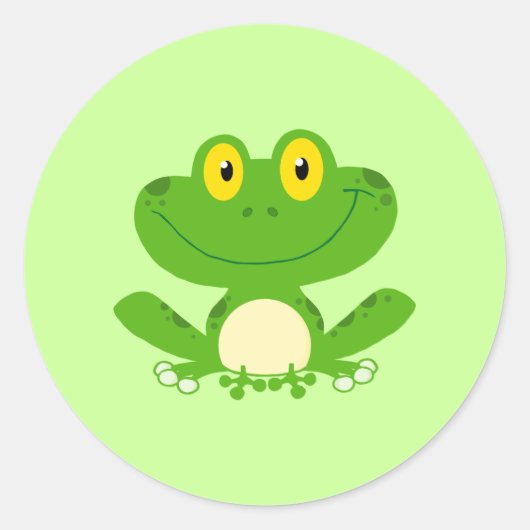 Kikkikkers Amphibian Green Cute Cartoon Animal Ronde Sticker (Voorkant)