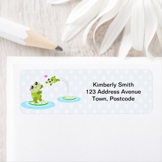 Kikkikkers - kawaii-moeder en baby-kikker-cartoon etiket (Insitu)