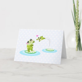 Kikkikkers - kawaii-moeder en baby-kikker-cartoon kaart