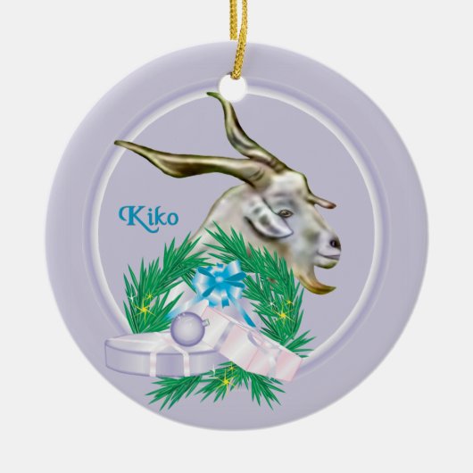 Kiko Goat Wreath Holiday Ornament (Voorkant)