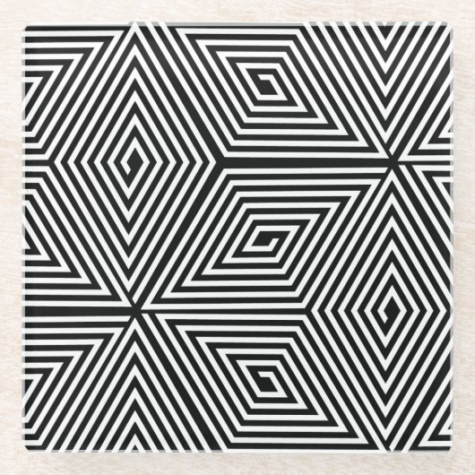 kikou (Turtle shell) [black] - Japanese Pattern Glazen Onderzetter (Voorkant)