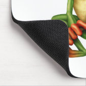 Kikte groene kikker met oogbril op wit muismat (Hoek)