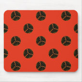 Kiku Chrysanthemum Mon Black Faux Gold op rood. Muismat (Voorkant)