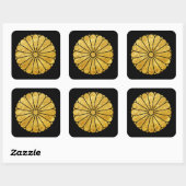 Kiku Chrysanthemum Mon faux gold in zwart Vierkante Sticker (Vel)