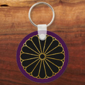 Kiku Chrysanthemum Mon in faux gold op paars Sleutelhanger (Voorkant)