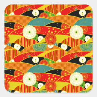 Kiku en Ougi Vierkante Sticker