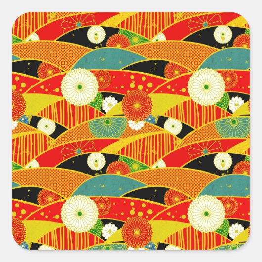 Kiku en Ougi Vierkante Sticker (Voorkant)