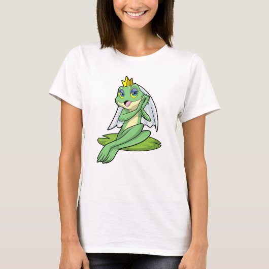 Kikvors als bruid op bruiloft met kroon t-shirt (Voorkant)