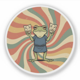 Kikvors van Komedie & Tragedie - Retro Theatermask Sticker