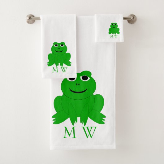 Kikvorsontwerp met monogram bad handdoek (Insitu)