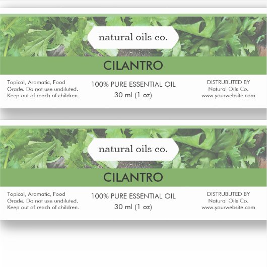 KILANTRO Essential Oils Geur Flesetiket Sticker (Voorkant)