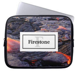 Kilauea Lava Flow met Jouw naam en Monogram Laptop Sleeve