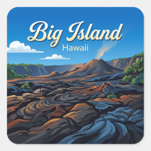 Kīlauea Lavavelden Vulkaan Hawaï Vierkante Sticker