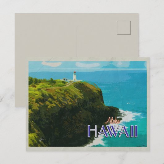 Kilauea Lighthouse Hawaii Vintage Poster Briefkaart (Voorkant / Achterkant)