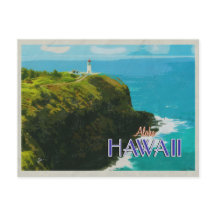 Kilauea Lighthouse Hawaii Vintage Poster