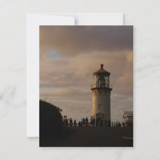 Kilauea Vuurtoren in de schemering op een Feestdagenkaart (Voorkant)
