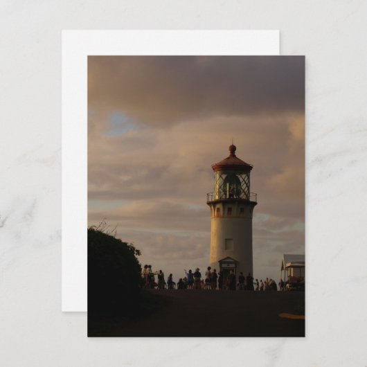 Kilauea Vuurtoren in de schemering op een Feestdagenkaart (Voorkant / Achterkant)