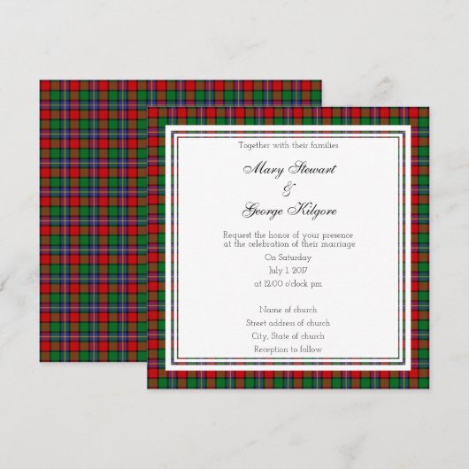 Kilgore Scottish Wedding Square Invitation Kaart (Voorkant / Achterkant)